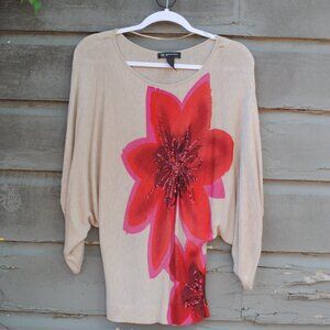 INC Petite Bat-wing Top with Sequin Embellishment.